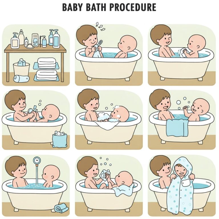 baby bath procedure step-by step
